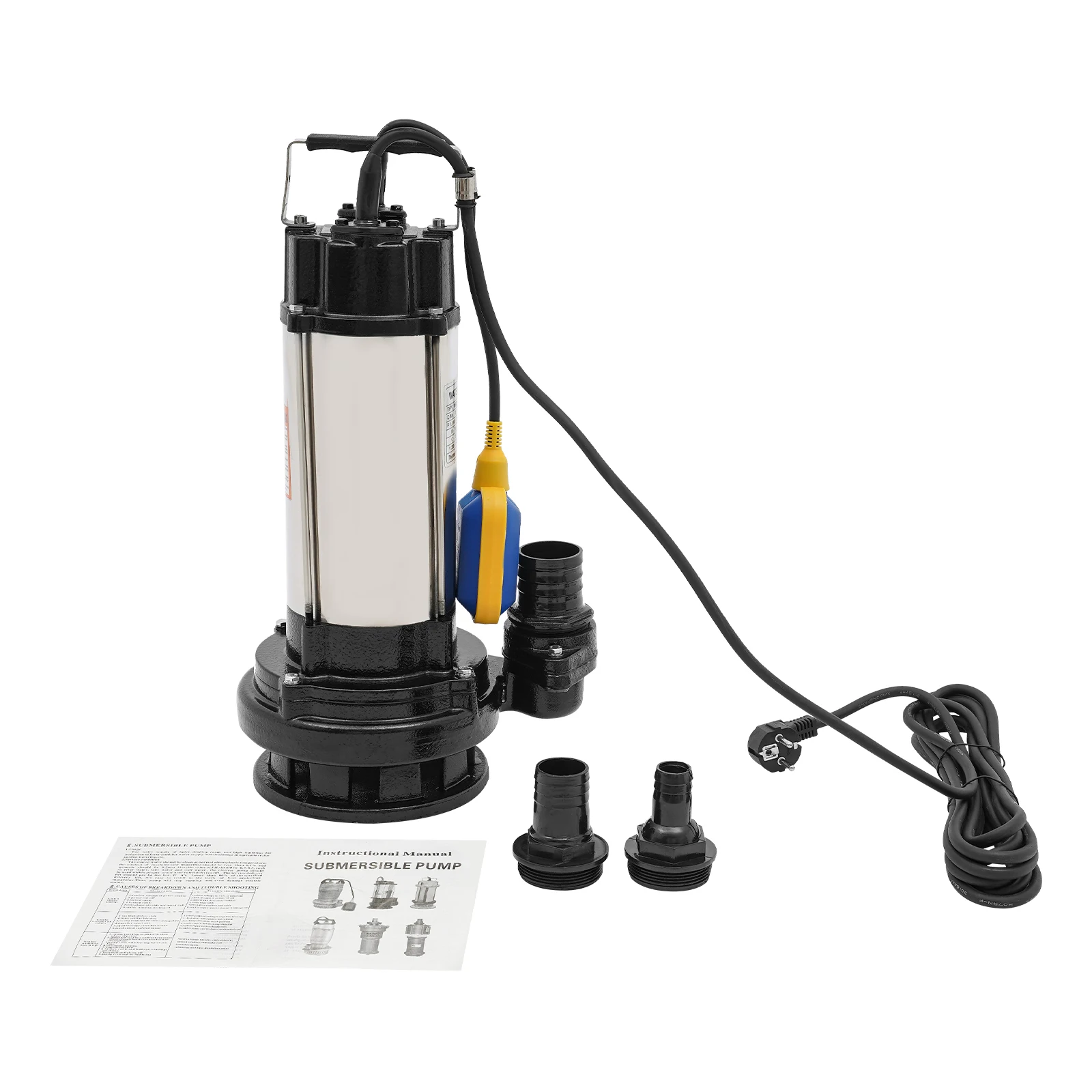 Tauchpumpe, 36000 l/h, Abwasser, schmutzige Abflusswasserpumpe mit Schwimmerschalter, Sumpf, 2 PS, industrieller Tauchpumpe aus Edelstahl