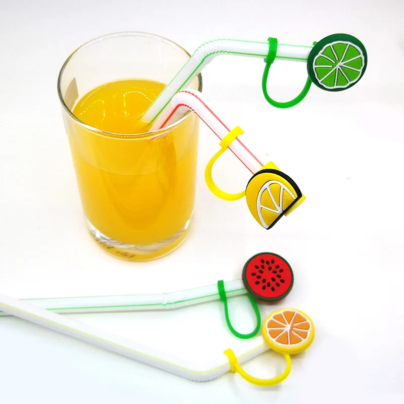 Straw Cover Cap Reusable Silicone Straw Toppers Drinking Straw Tips Lids  Drinking Dust Cap for 6-8 mm Cute Straws Plugs Straw Tips Cover(pineapple)
