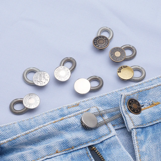 1/5PCS Magic Metal Button Extender for Pants Jeans Free Sewing Adjustable  Retractable Waist Extenders Button Sewing Accessories