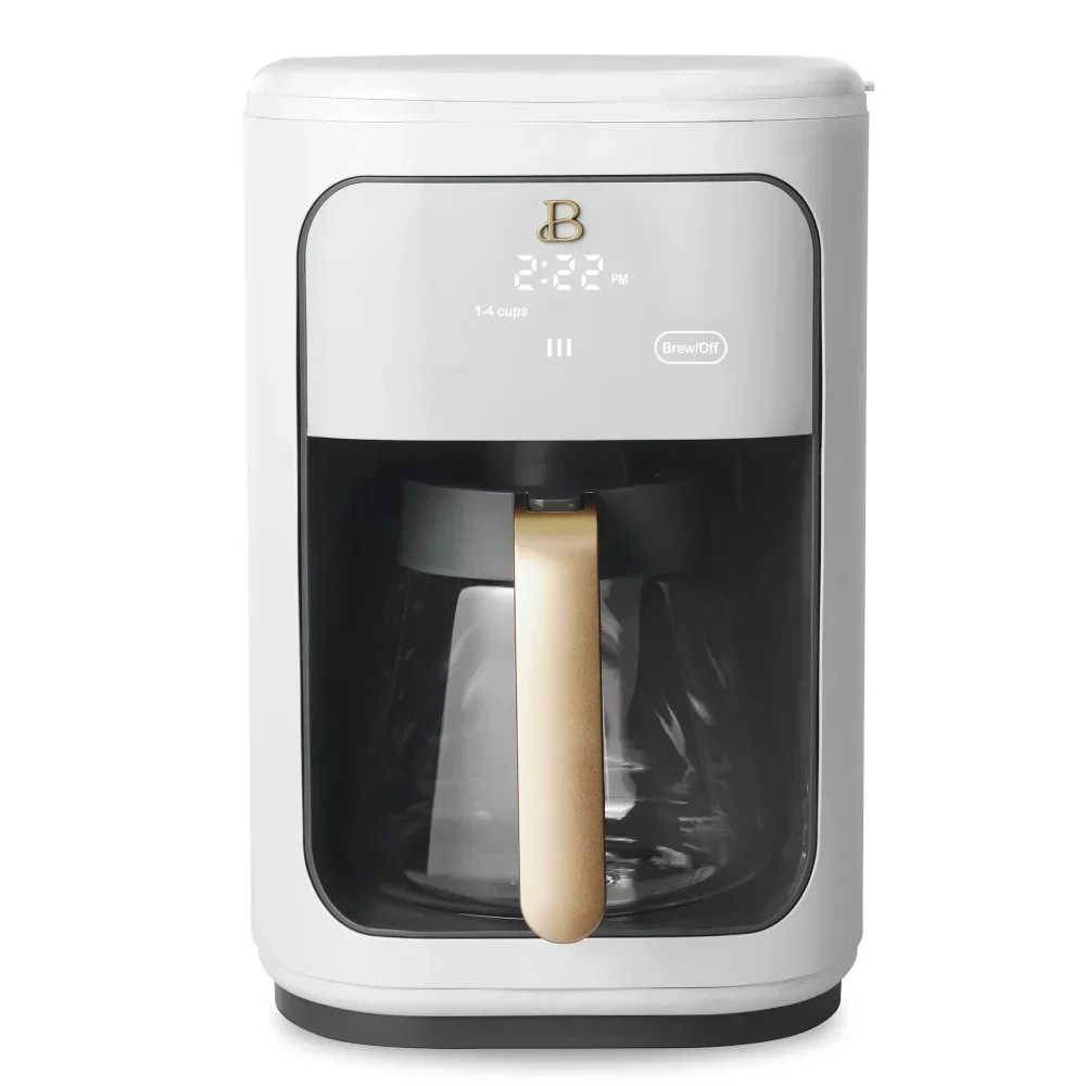 New Beautiful 14-Cup Programmable Drip Coffee Maker with Touch-Activated Display, White Icing by Drew Barrymore