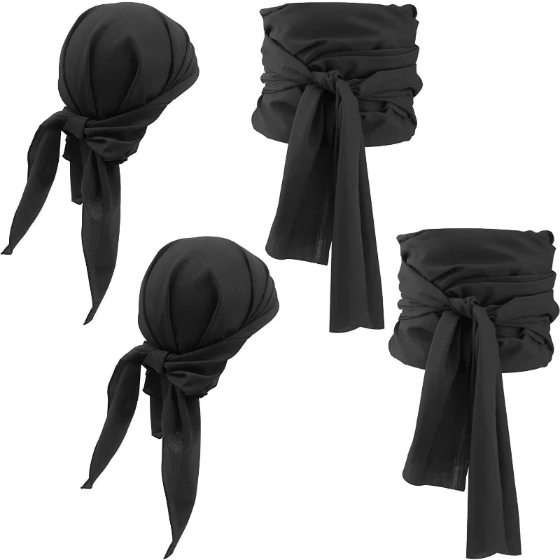 2pcs/set Pirate Cosplay Costume Hat Head Scarf Belt Medieval Renaissance Vintage Pirates Women Men Headband Waist Belt 3