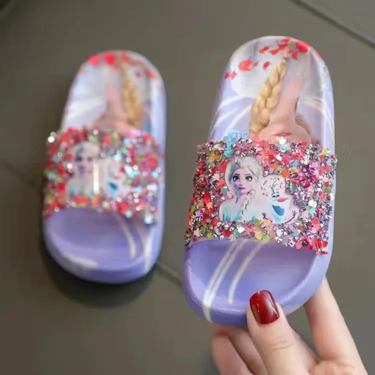 Children Slippers Cartoon Frozen Elsa Iron Man Baby Boy Girl Lovely Princess Flat Kids Beach Home Anti-slip Shoes Inside Outside child shoes girl Children's Shoes