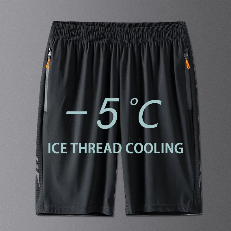 

2023 Summer Quick Drying Shorts Men's Ice Silk Capris Large Sports Shorts Men's Casual Middle Shorts Air Conditioned Shorts