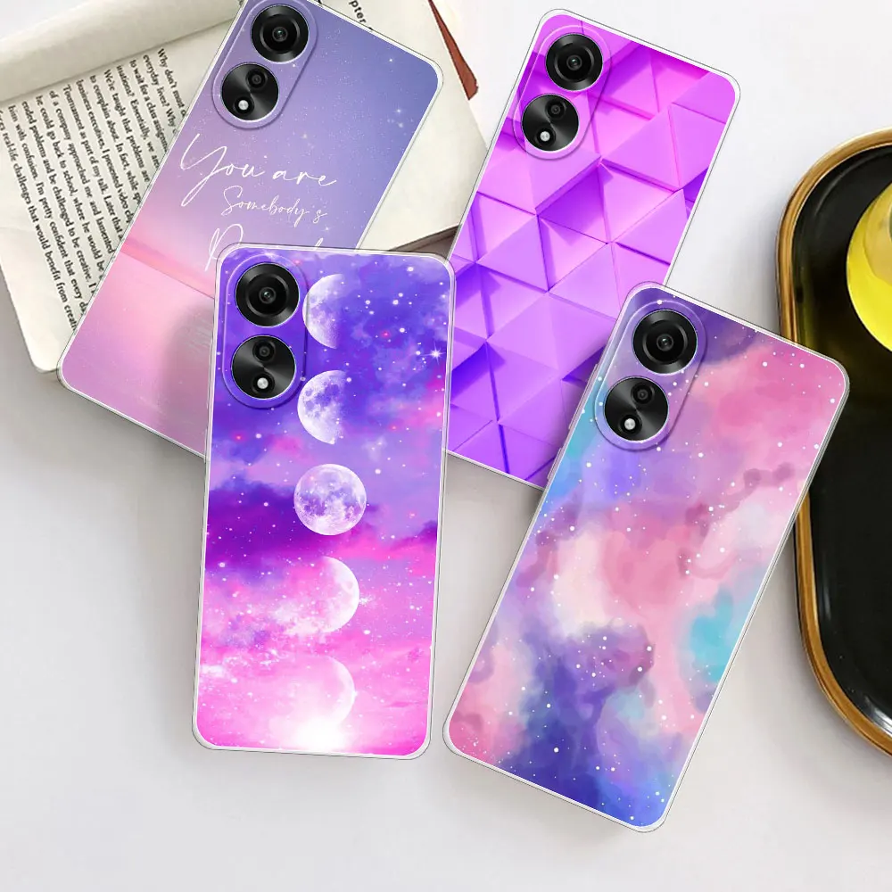 PEIYE Cover Super Colorata per Oppo A78 4G, Traslucido Silicone TPU Custodia con Angoli Rinforzati -Rosa Viola