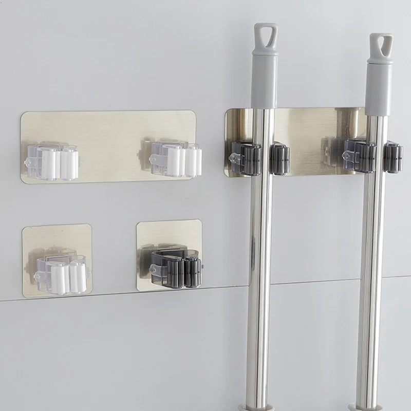 1/2/4PCS Bathroom Multi-Purpose Hooks Mop Organizer Holder Rack Punch-free Brush Broom Hanger Strong Hook Kitchen Storage