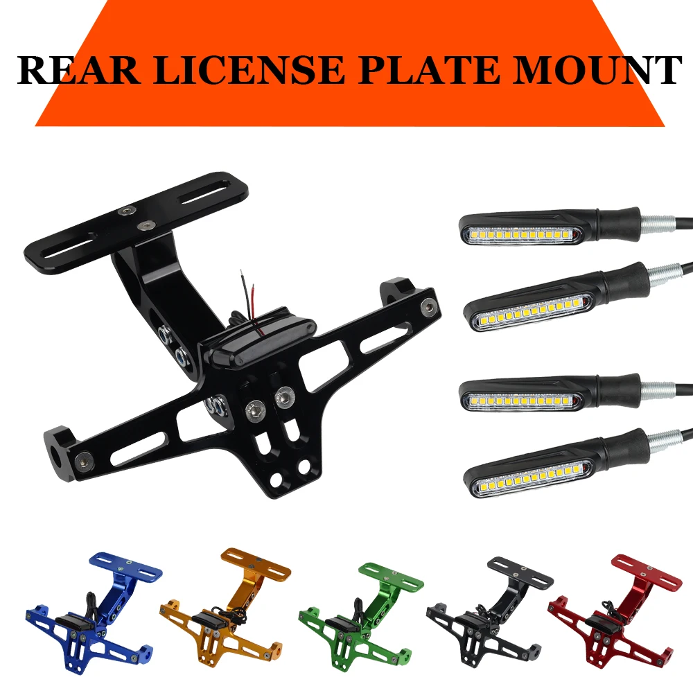 Motorcycle License Plate Holder Turn Signal Lights For Yamaha MT07 MT09 MT10 R1 Kawasaki Z1000 Z800 Honda