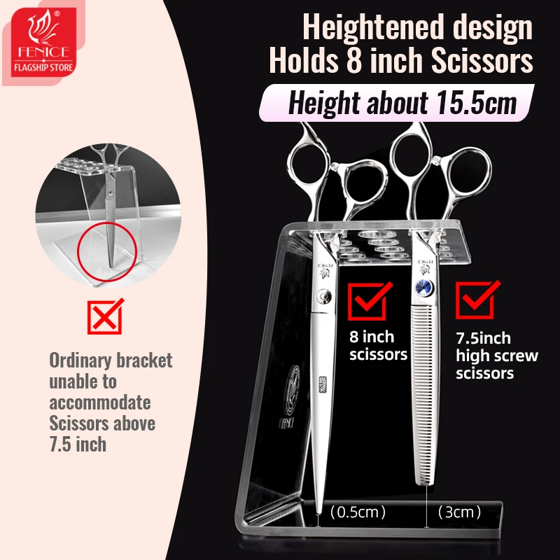 Fenice 15 Holes Clear Acrylic Scissor Holder Stable Shears Storage Stand Salon Shear Holder Organizer Hairdressing Accessories
