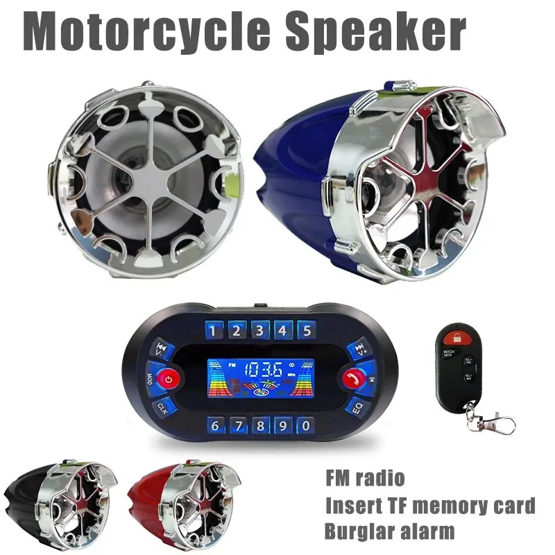 Motorcycle Bluetooth Speaker Amplifier Output 2.1A Music MP3 Player Burglar Alarm Siren USB FM Radio Stereo LoudSpeaker MT730