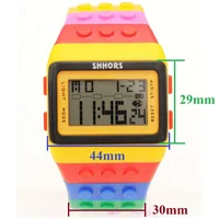 SHHORS Building Blocks Rainbow DIY Digital Electronic Women Mens Students Big Girls Boys Clock Alarm Sports Wrist Watches Gift 2