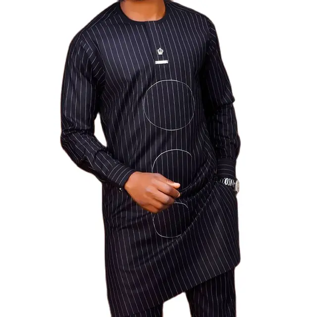 Seyi Striped Dashiki Long Sleeve Shirt and Pant - Image 3