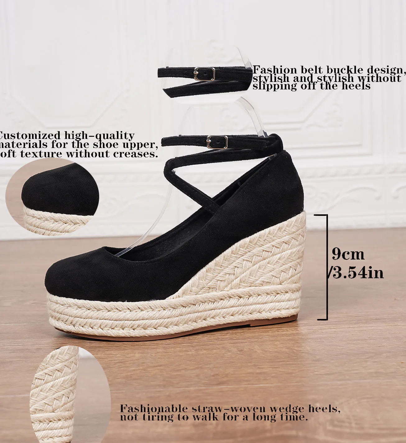 LIHUAMAO 8 색 우아함 웨지 하이힐 espadrilles 신발 여성 메리 제인 펌프 로프 outsole Comfort csaual 샌들 파티