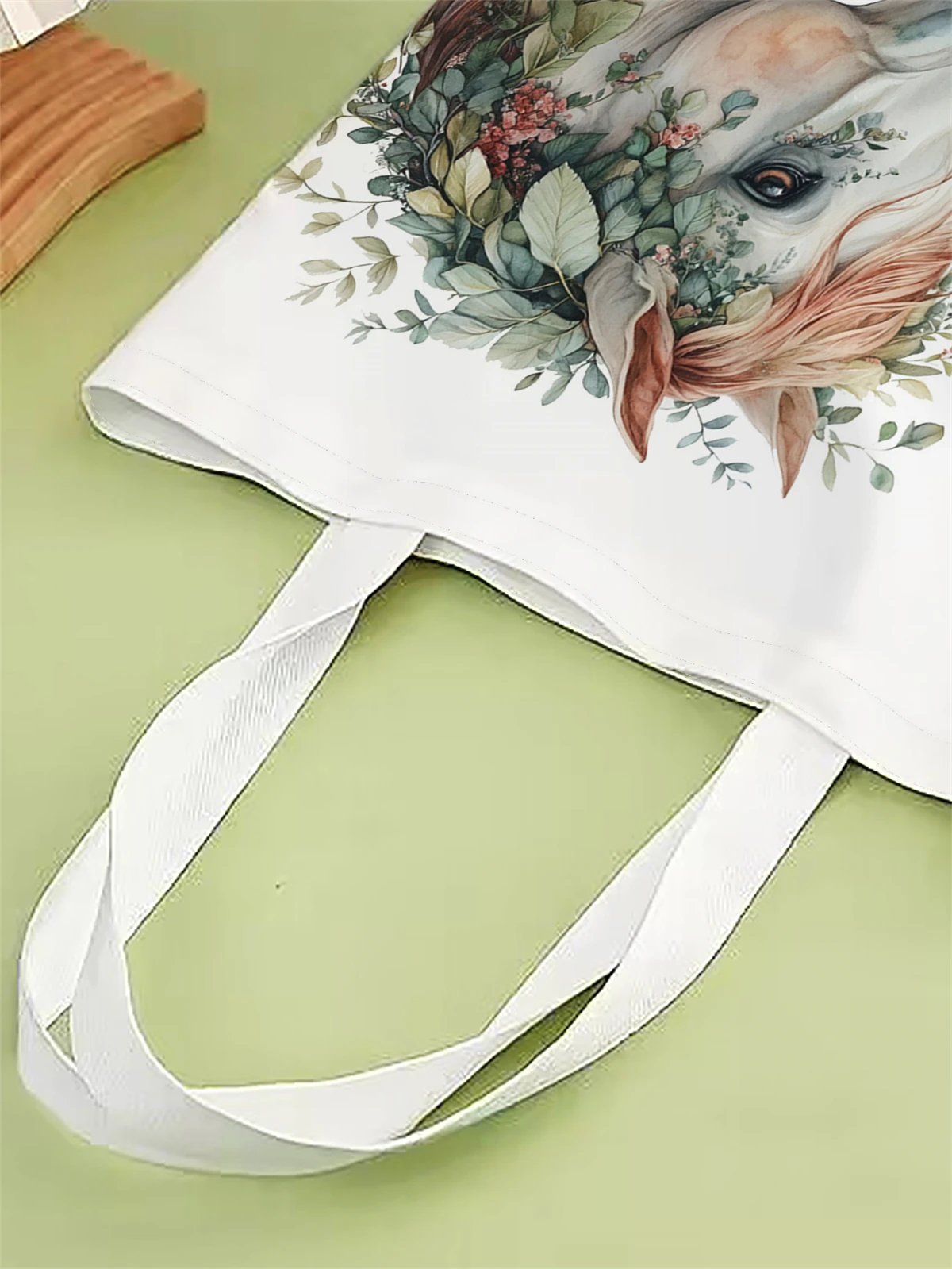 1 piece, horse pattern handbag, reusable fashionable handbag, multifunctional handbag, printed canvas shopping bag