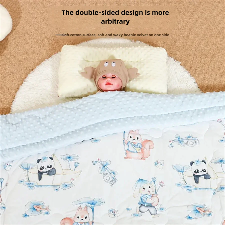 Super-Soft Kids Blanket Silky Micro Baby Blankets for Girlswith Print Animal Pattern and Soothing Raised Dots,