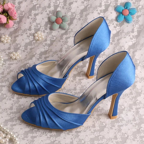 

Wedopus Customized Color Royal Blue Shoes with Heels Open Toe Women Pumps