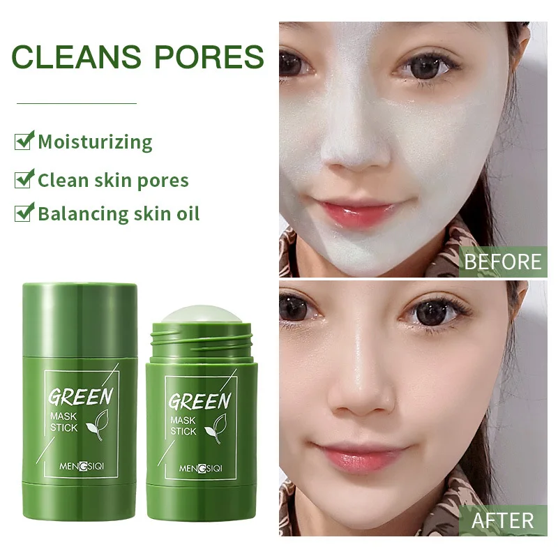 Green tea eggplant solid mask set clean mud film men and women moisturizing hydrating oil control shrink pore mud film stick