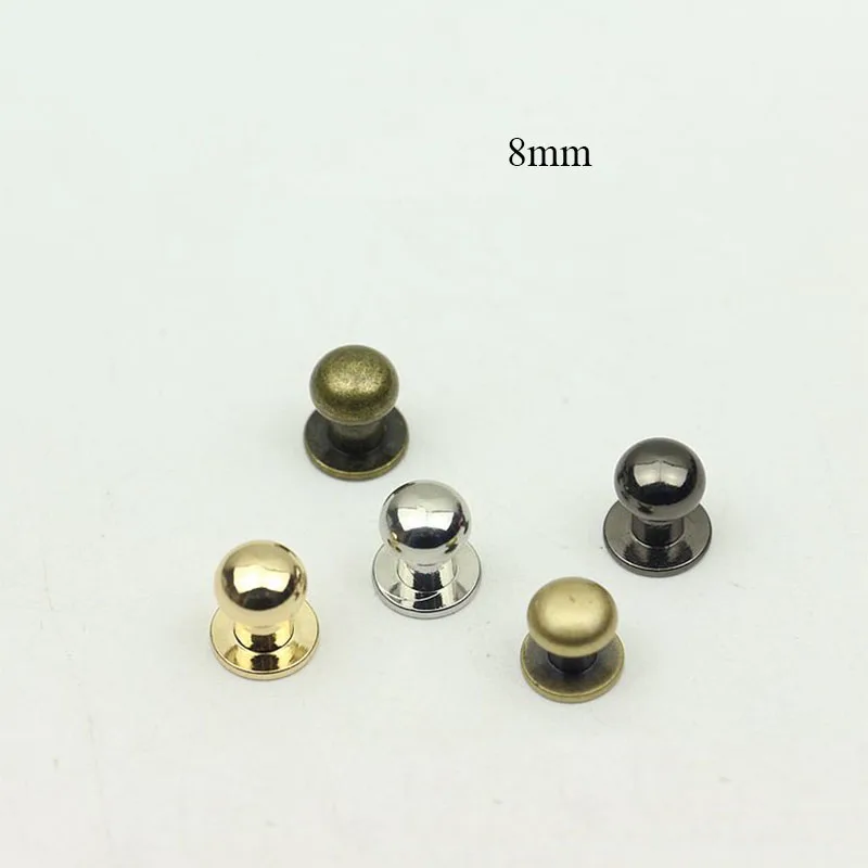 30pcs 8mm Copper Nipple Nail Buckles Metal Rivet for Bag Purses Fastner Clasps Studs Screw Buttons Leathercraft Accessories