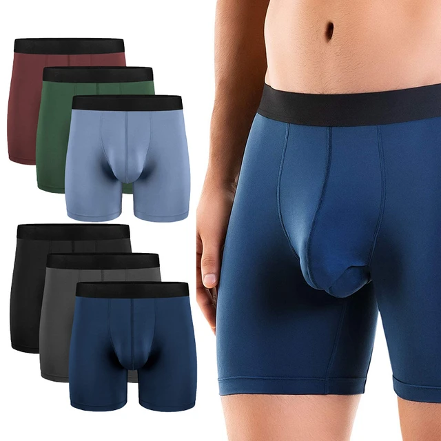 Separatec 3 Pack Mens Underwear Boxer Briefs Breathable Boxer Quick Dry  Sport Performance Dual Pouch Boxer Long Leg Underwear - Boxers - AliExpress