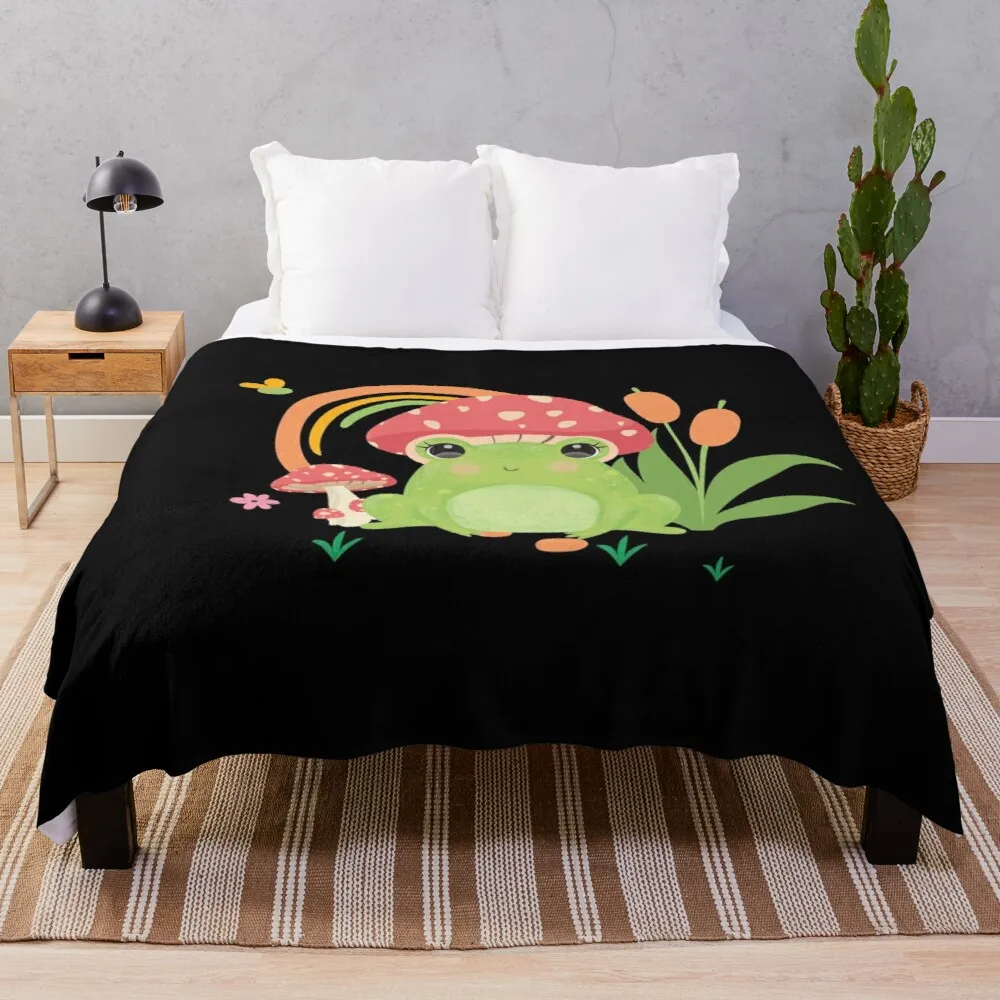 

frog with mushroom Throw Blanket Hair Blanket