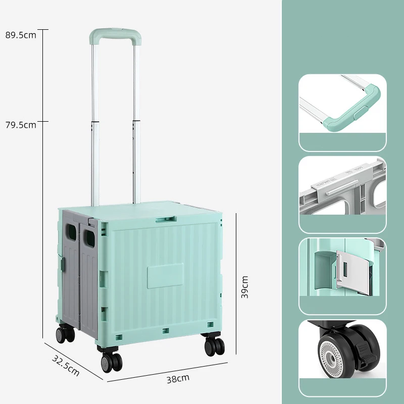 Caja rodante plegable con ruedas, carrito de compras de 70l/50L, para  exteriores - AliExpress