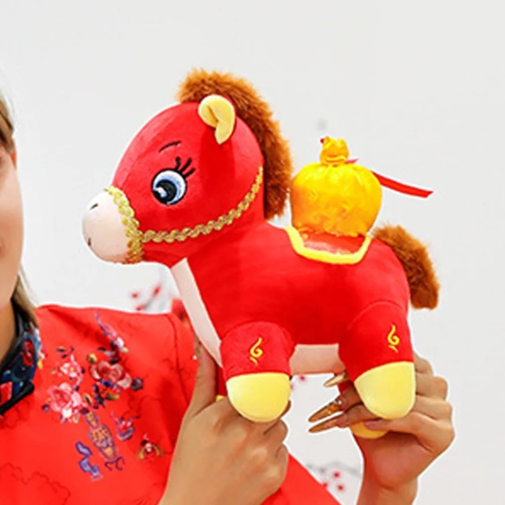 Plush Toys Mascot Dolls Horse Plush Doll Cute Good Luck Stuffed Horse Toy Kawaii Creative Zodiac Pony Figurine Year of Horse