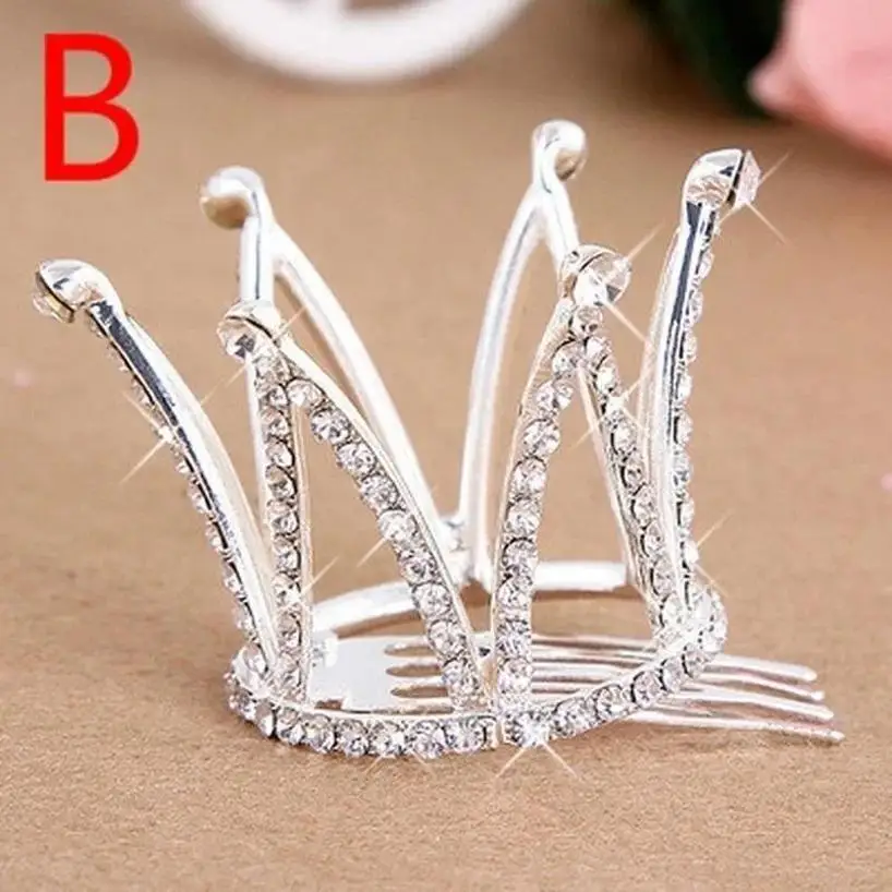 1 Pcs Kids Girls Glitter Crystal Rhinestone Twinkle Princess Crown Tiara Flower Girl Wedding Birthday Prom Hair Accessories
