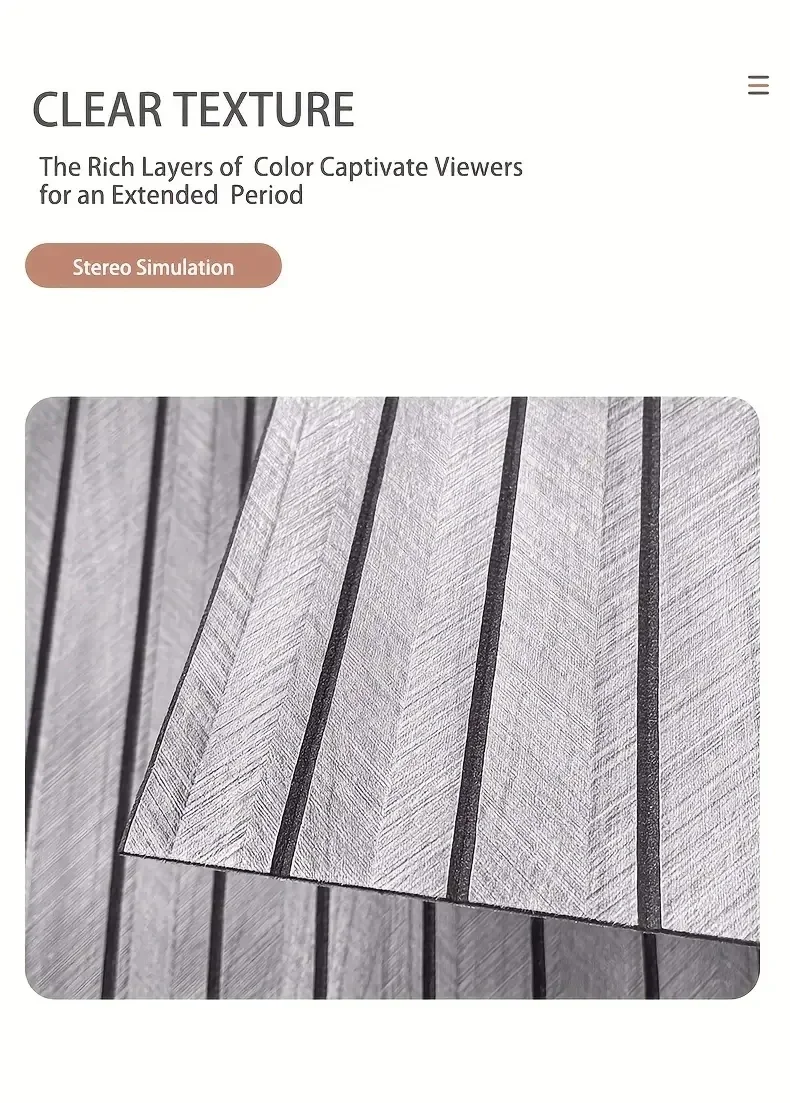 Finished wall decorated with wood grain wallpaper