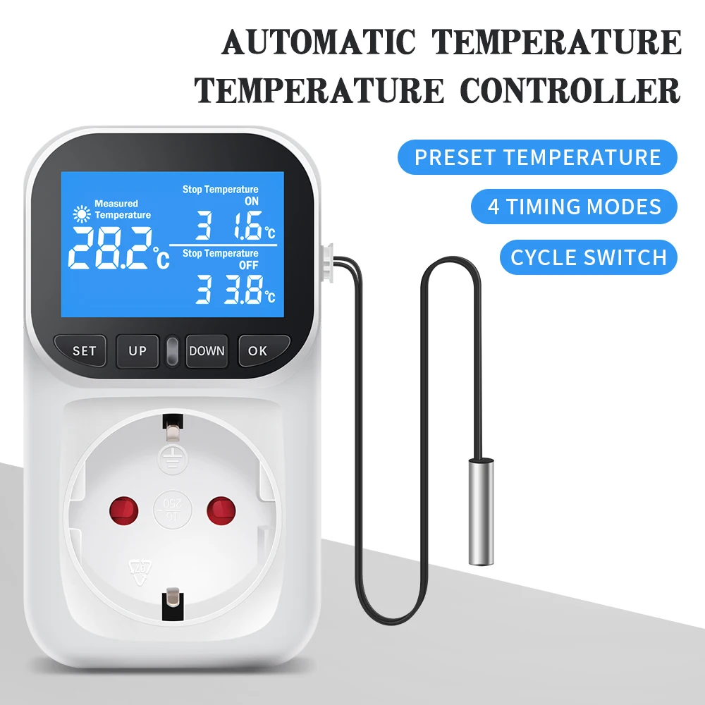 Termostato Digitale con Sonda e Presa | Controllo Temperatura