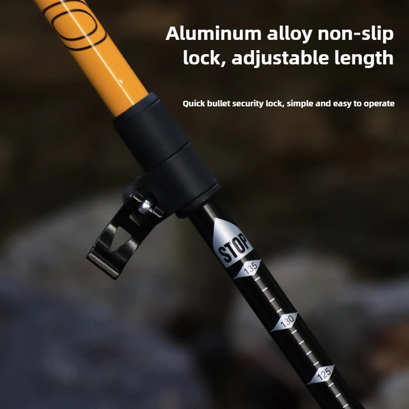 Outdoor Aluminum Alloy Portable Retractable Folding Hiking Cane Ultra Light Hiking Cane Anti-skid