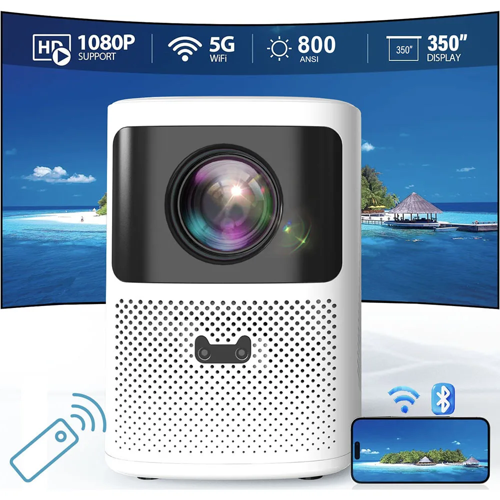 Проектор декодирования EGOBAS 1080P 800ANSI 4K, проектор на Android с автофокусом, интеллектуальное выравнивание экрана, Wi-Fi, 6 Bluetooth, домашний видеопроектор