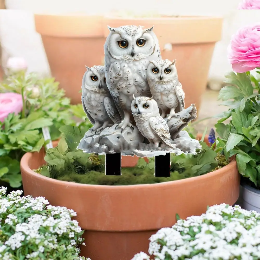 Description Picture 3 of itemAcrylic White Owl Statue Stake Cute Creative Animal Figurine Sculptures Waterproof Multi Functional Garden Pile Ground Insertion
