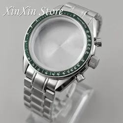 Elegant 39.7mm Red Bezel Speedmaster Watch Case with Quartz Movement Compatibility for 20mm Steel Band and 32.5mm Dial (Green Bezel A1)
