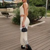 WhereMery Elegant Square-neck Bandage Backless Tank Top With Y2K Lace Texture Mesh See-through Party Long Skirt Club Gentle Set 5