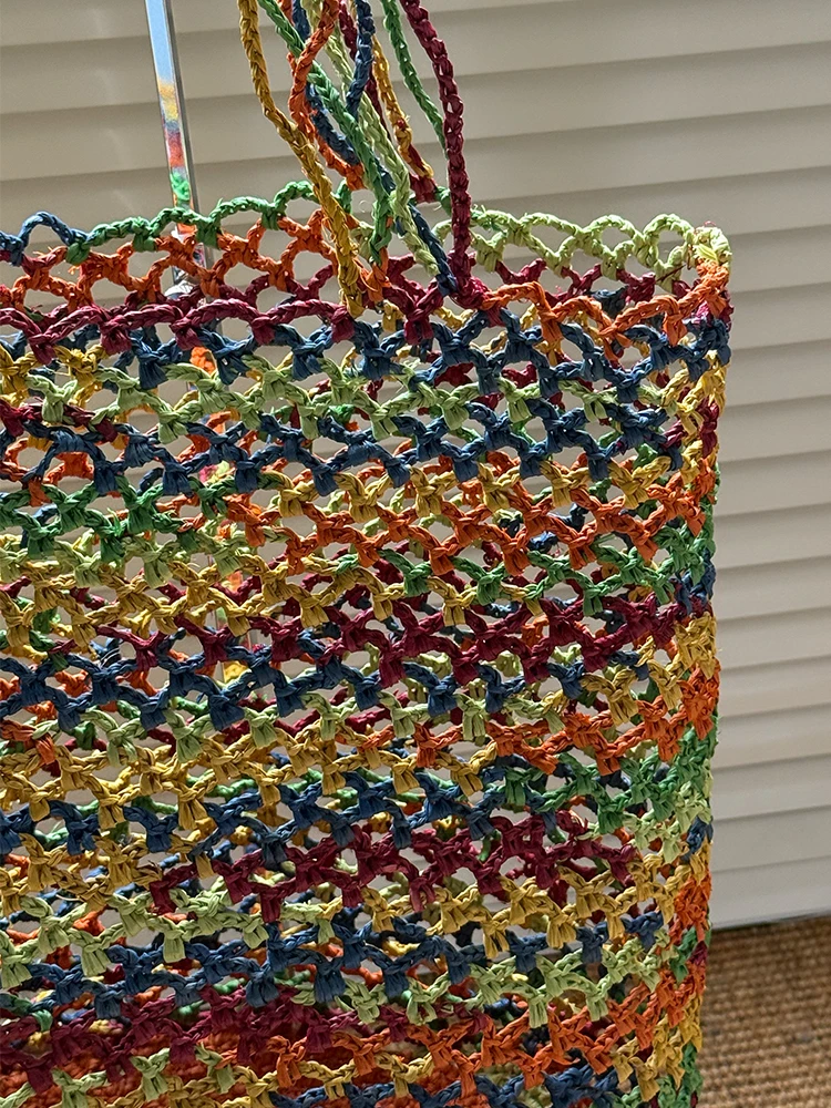 Lafite Weave High Capacity Straw Shoulder Bags for Women 2025 New Summer Tote Bag Females Weave ​Raffia Beach Bags Handbags