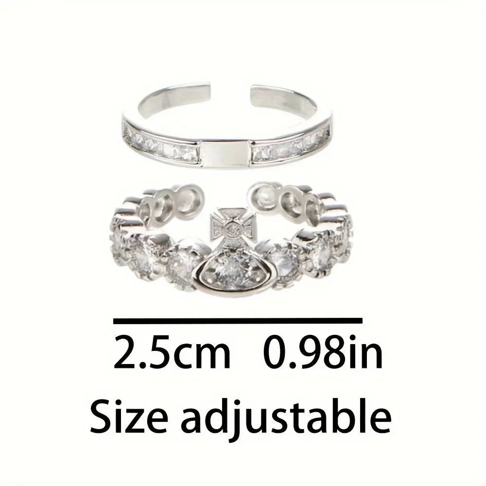 2pcs Fashion Personalited Punk Hip-hop Saturn Planet Finger Ring For Women Men Charms Fashion Jewelry Christmas Gift New