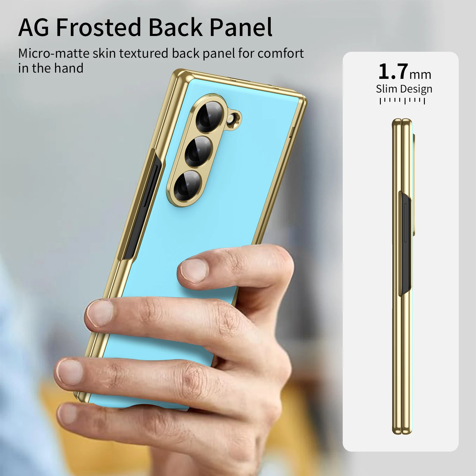 Deluxe Frosted Rigid PC Folding Case with Full Hinge Protection and HD Glass Front Cover