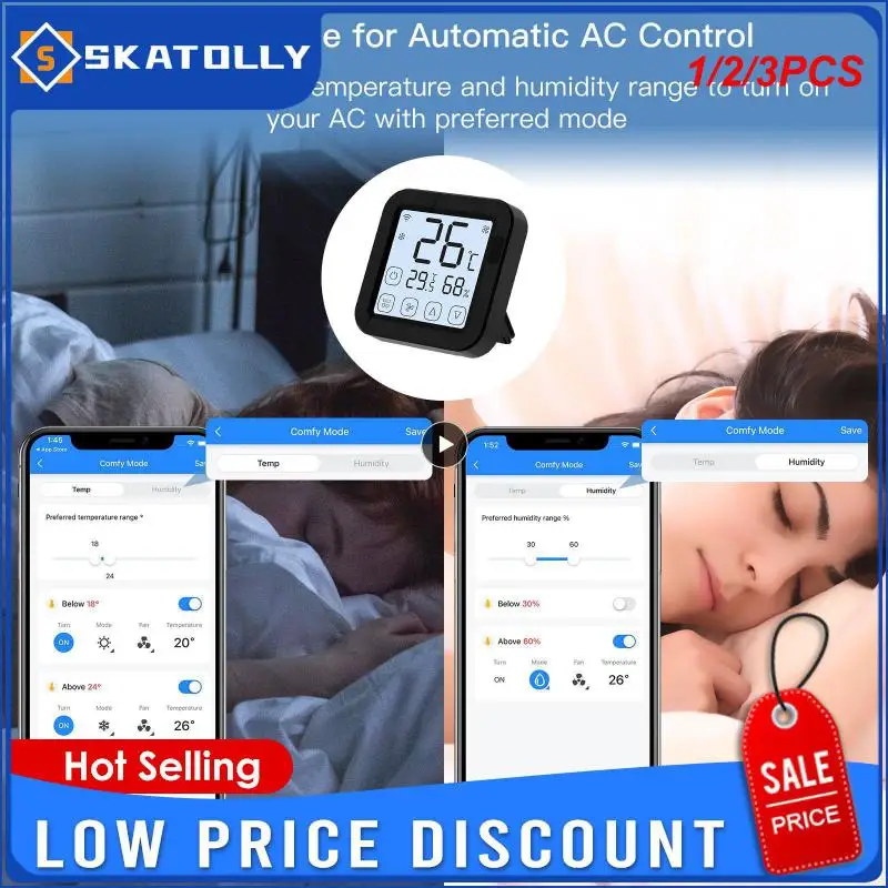 

1/2/3PCS Tuya WiFi IR Thermostat Controller LCD Screen Touch Button Wireless Remote Built-in Temperature and Humidity Sensor