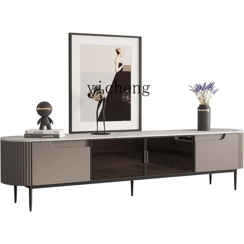 

XL Minimalist Stone Plate Coffee Table TV Cabinet Combination Modern Simple and Light Luxury Living Room