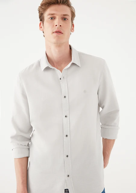 Línea de visión Bombero Agotar Mavi camisa gris para hombre, camisas ajustadas de manga larga, camisa sin  botones con cuello, ropa de calle informal gris a la moda, 021123 33507| Camisas informales| - AliExpress