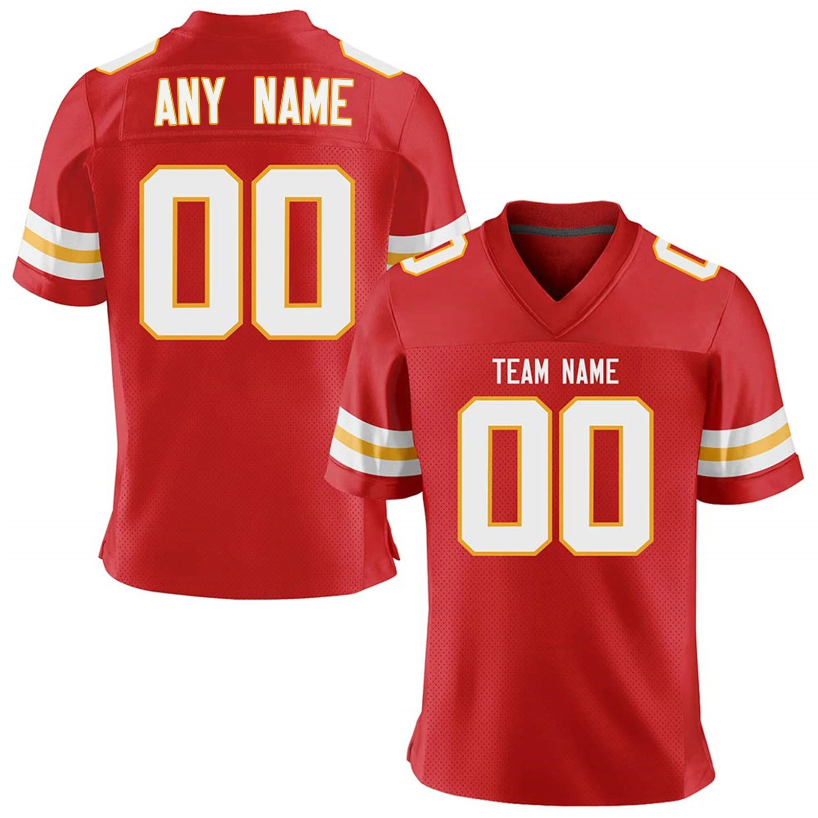 thumbnail image 1 of Camiseta de fútbol americano personalizada de los Kansas City Chiefs con nombre y número impresos, uniforme de fútbol para hombres, mujeres y jóvenes, regalo para fanáticos, 1 of 4