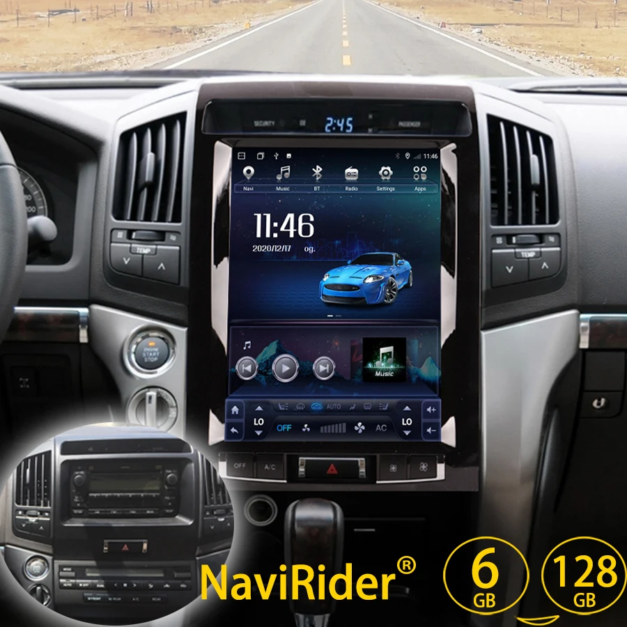 Головное устройство с экраном 12 1 дюйма Тесла для Toyota Land Cruiser 200 LC200 2008-2019 Android 11