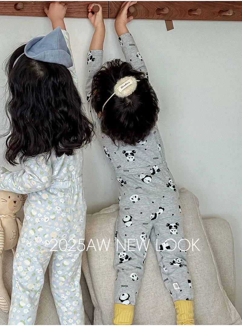 Autumn Kids Pajamas Set Cartoon Bunny Floral Girls Loungewear