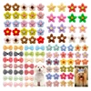 10/20pcs Flower Shape Dog Hair Bows Dog Bow Grooming Plaid Pure Mix Colors Cat Hair Bowknot Rubber Bands For Small Dogs Supplies 1