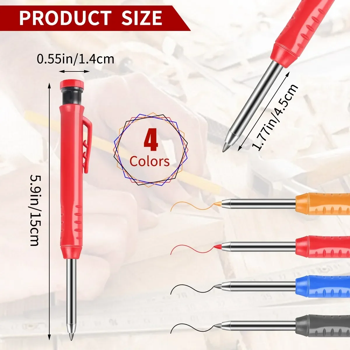 Kadimendium Mechanical Carpenter Pencil - Heavy Duty Scriber With Built-in Sharpener - View #5