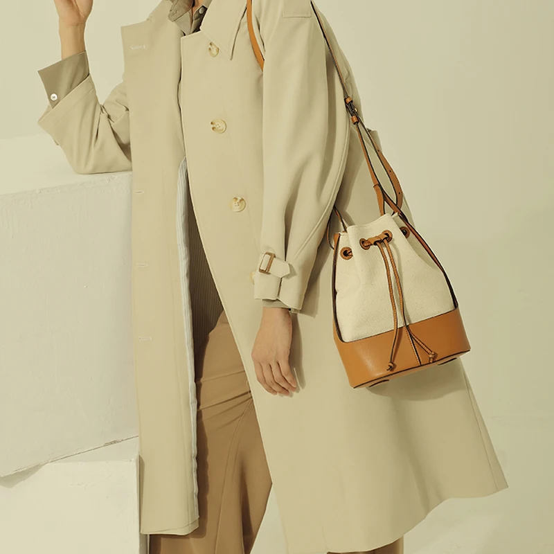 Loewe Balloon Leather and Canvas Bucket Bag