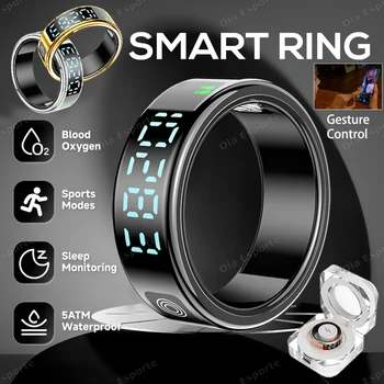 2025 New Smart Ring with Display Screen and Touch, Men Women, Heart Rate Health Monitor, 5ATM Waterproof Sports Smartring Sr08 1