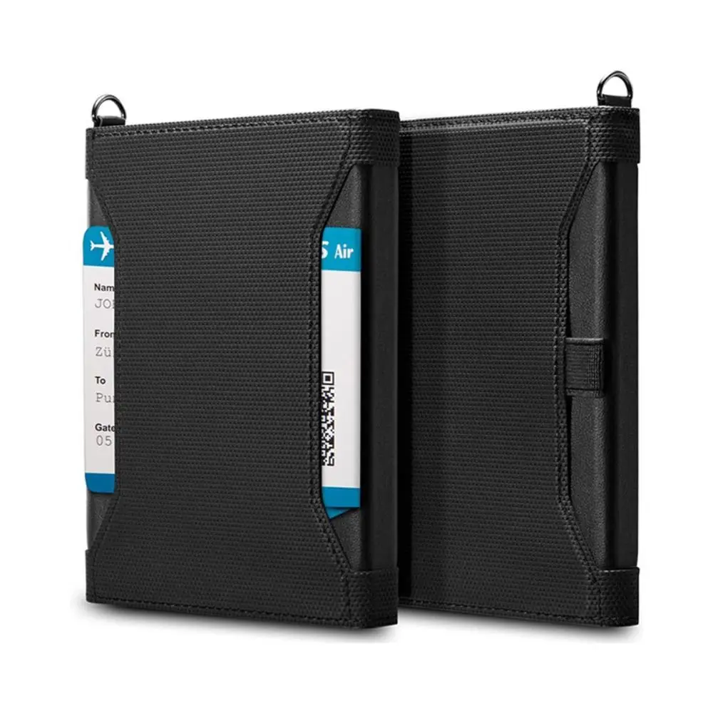 Nuovo porta passaporto in tinta unita con blocco RFID per slot per biglietti, clip per carte da viaggio, protezione per portafogli per passaporto in pelle - immagine 2