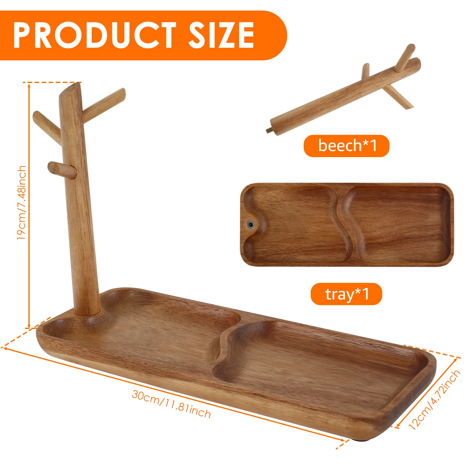 Wood Key Tray for Entryway Table Wood Storage Tray Living Room Key Hanger Jewelry Display Frame Organizer Tray for Rings Watches 3