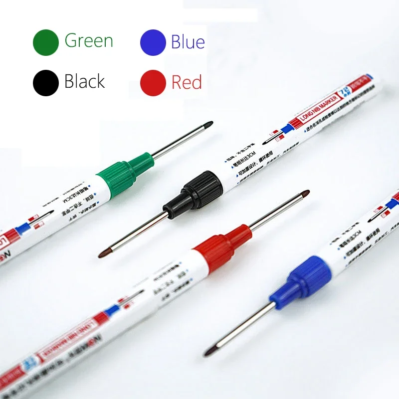 Mechanical Pencil 32mm Long Headed Deep Hole Marking Pen Set with Woodworking Mechanical Pencil Can Be Repeatedly Filled Non Dry Ink Waterproof