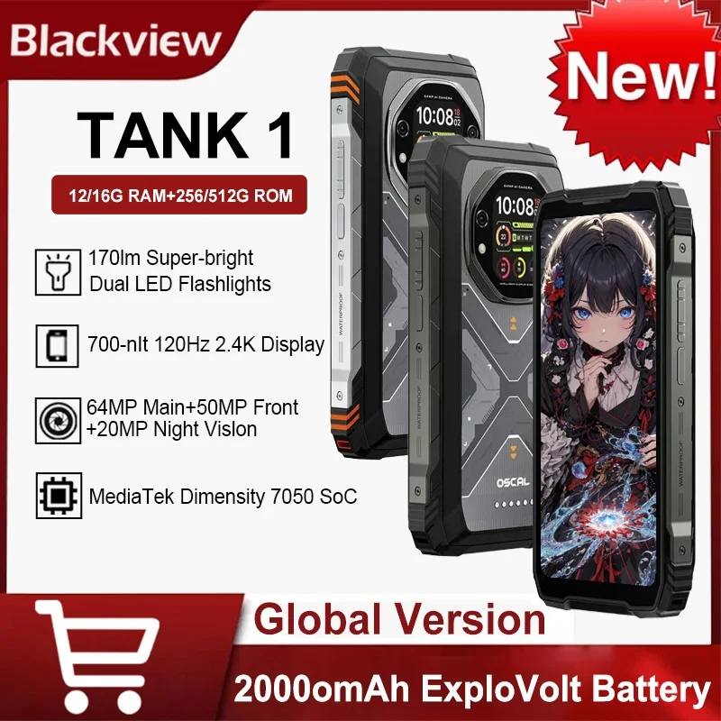 Blackview OSCAL TANK 1 5G Rugged Smartphone,20000mAh Battery, 6.78"120Hz FHD+ Display,16GB+512GB, 64MP+50MP Camera,Outdoor phone