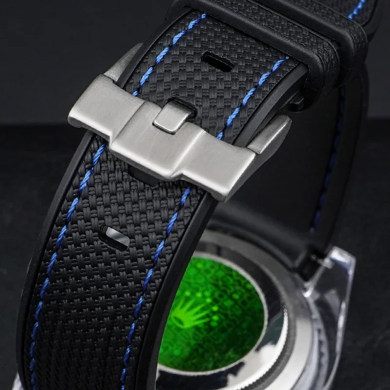 Enhanced Silicone Rubber Watch Band with Curved End - 20mm Diving Wrist Bracelet